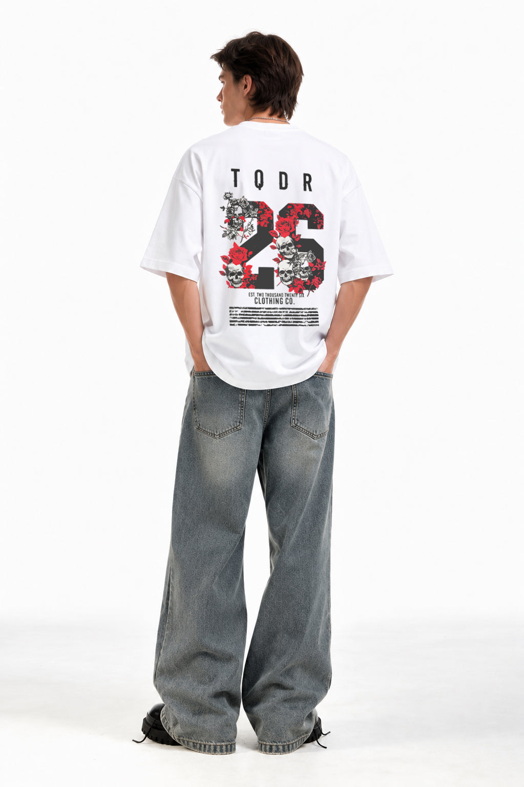 26 Floral Skull Oversized Tee