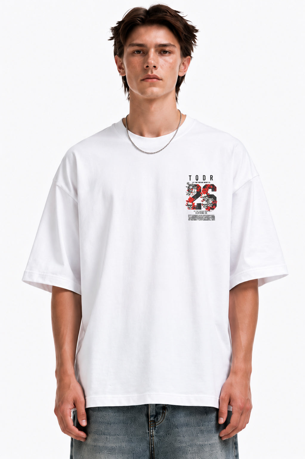 26 Floral Skull Oversized Tee