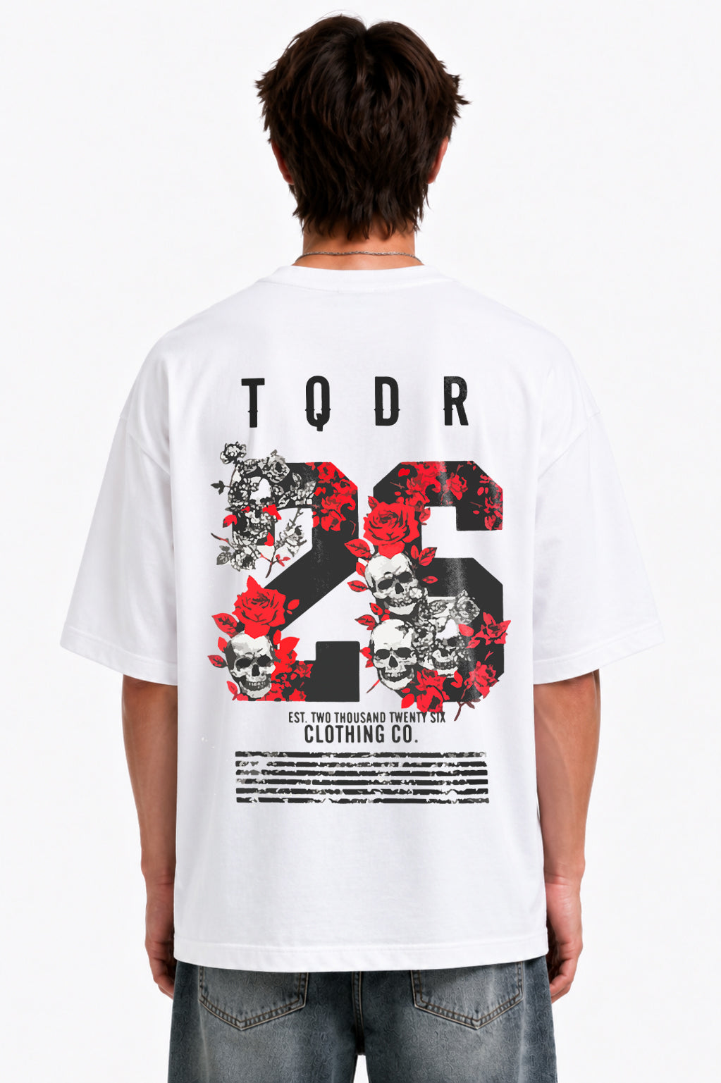 26 Floral Skull Oversized Tee